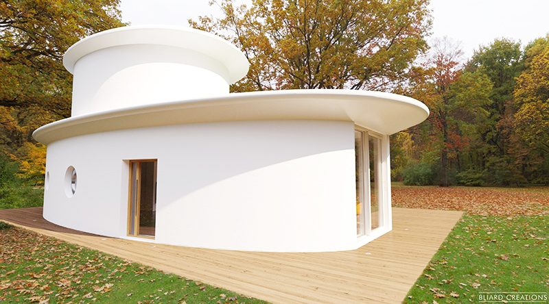 Maison contemporaine ovale unique réalisée par Jean-Michel BLIARD
